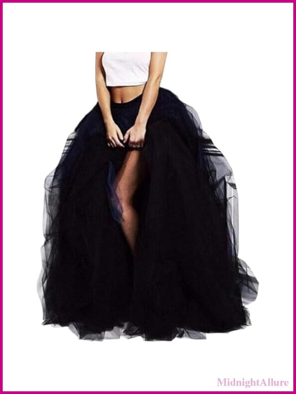 Layered High Waist Floor Length Tulle Skirt Maxi A-Line for Wedding Prom